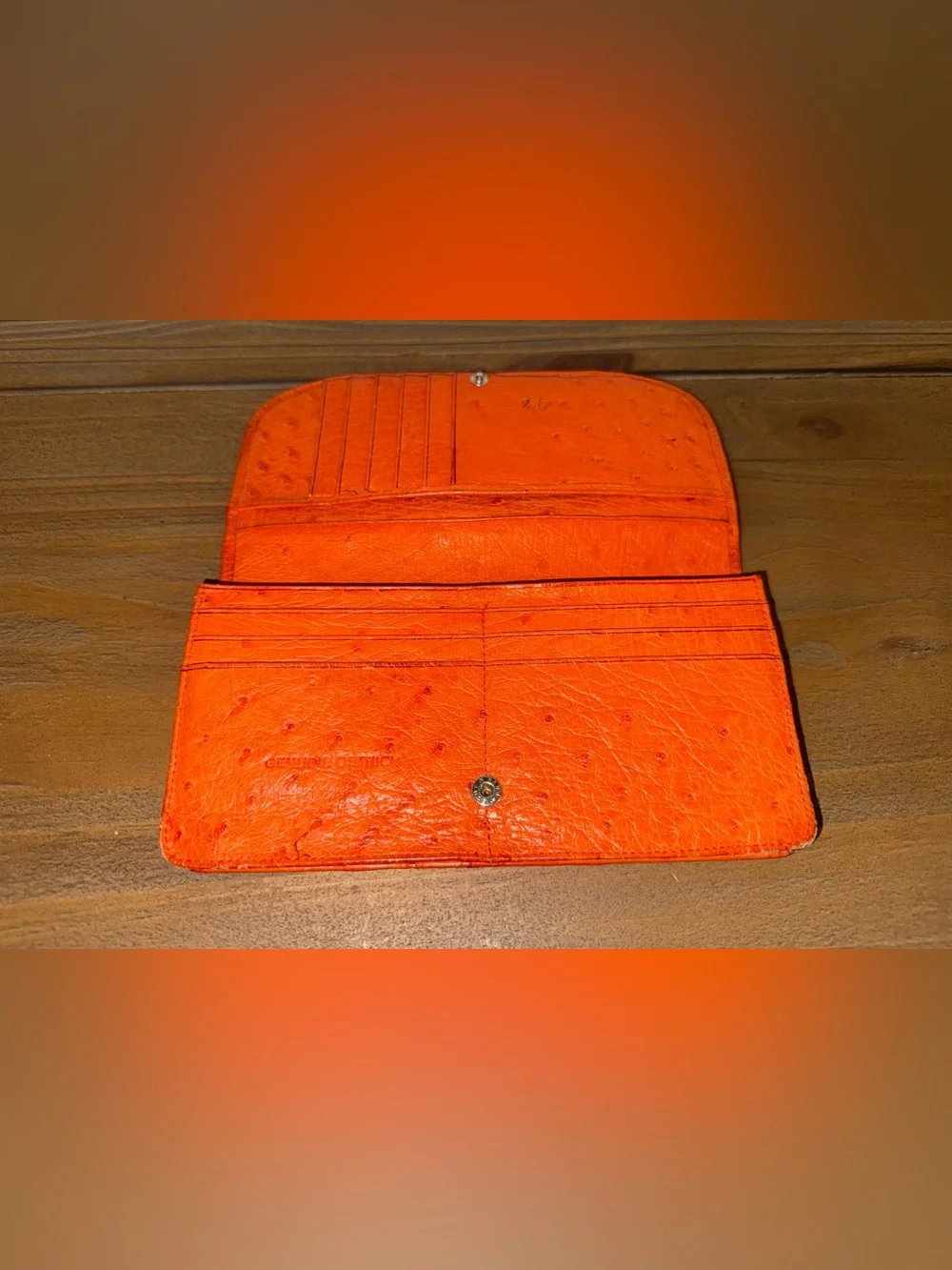 Orange Ostrich Leather Wallet